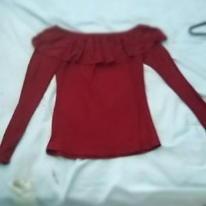 Marron off the shoulder long sleeve